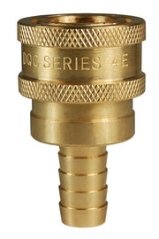 4ES4-B by Dixon Valve | Hydraulic Quick Disconnect Coupling | E-Series | Hose Barb | 1/2" Hose ID x 1/2" Straight-Through Interchange | Socket | Nitrile Seal | Brass