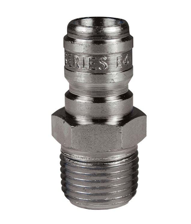 E2M2 by Dixon Valve | Hydraulic Quick Disconnect Coupling | E-Series | 1/4" Male NPTF x 1/4" Straight-Through Interchange | Plug | Steel