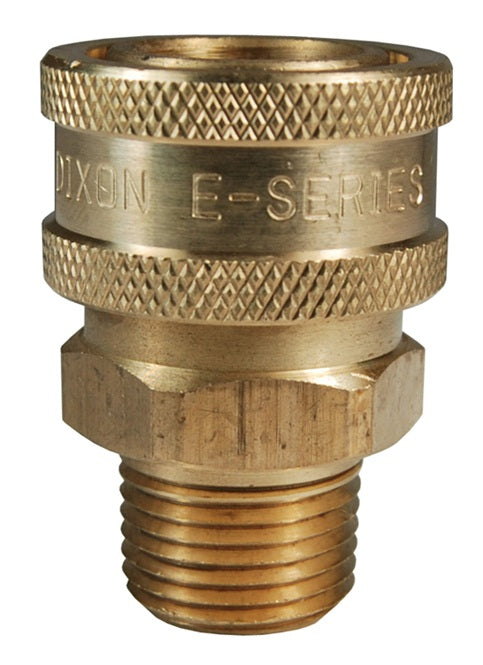 4EM4-B by Dixon Valve | Hydraulic Quick Disconnect Coupling | E-Series | 1/2" Male NPTF x 1/2" Straight-Through Interchange | Socket | Nitrile Seal | Brass