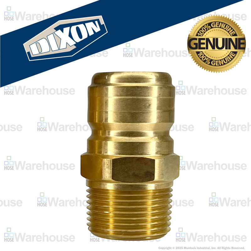 E10M10-B by Dixon Valve | Hydraulic Quick Disconnect Coupling | E-Series | 1-1/4" Male NPTF x 1-1/4" Straight-Through Interchange | Plug | Brass