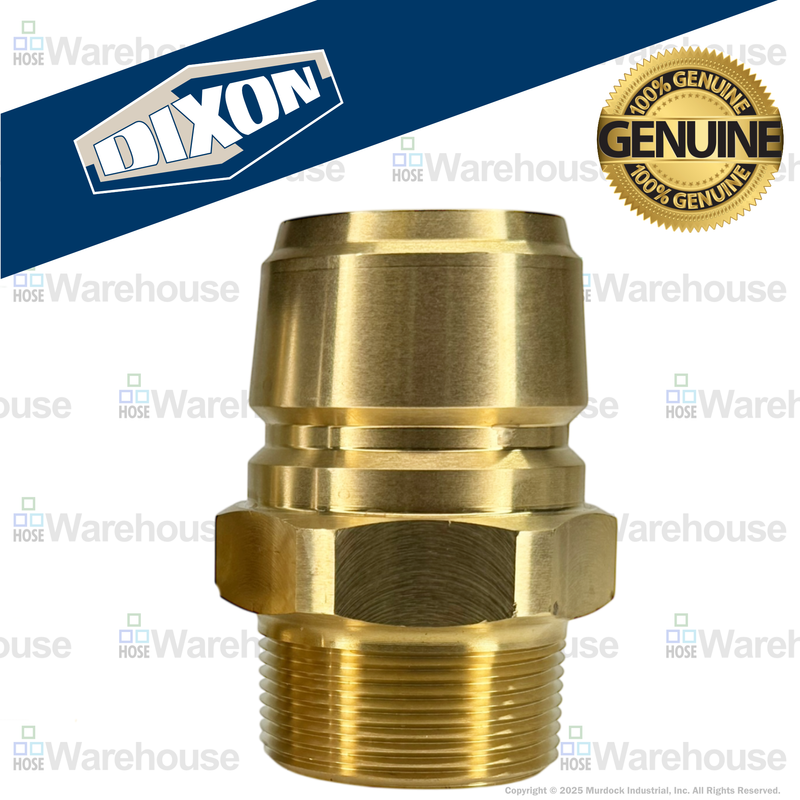 E12M12-B by Dixon Valve | Hydraulic Quick Disconnect Coupling | E-Series | 1-1/2" Male NPTF x 1-1/2" Straight-Through Interchange | Plug | Brass