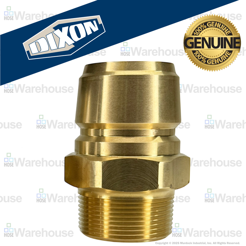 E16M16-B by Dixon Valve | Hydraulic Quick Disconnect Coupling | E-Series | 2" Male NPTF x 2" Straight-Through Interchange | Plug | Brass