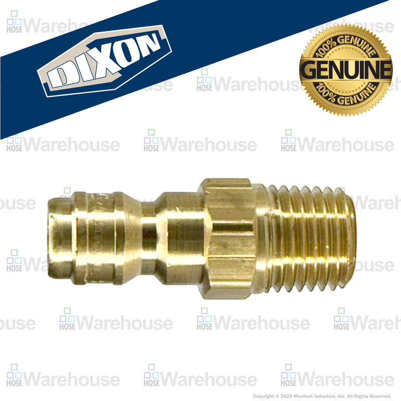 E1M1-B by Dixon Valve | Hydraulic Quick Disconnect Coupling | E-Series | 1/8" Male NPTF x 1/8" Straight-Through Interchange | Plug | Brass