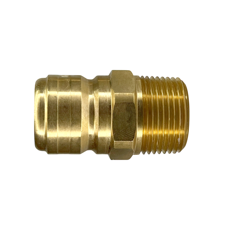 E4M4-B by Dixon Valve | Hydraulic Quick Disconnect Coupling | E-Series | 1/2" Male NPTF x 1/2" Straight-Through Interchange | Plug | Brass