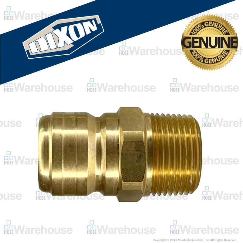 E4M4-B by Dixon Valve | Hydraulic Quick Disconnect Coupling | E-Series | 1/2" Male NPTF x 1/2" Straight-Through Interchange | Plug | Brass