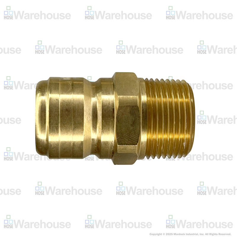 E4M4-B by Dixon Valve | Hydraulic Quick Disconnect Coupling | E-Series | 1/2" Male NPTF x 1/2" Straight-Through Interchange | Plug | Brass