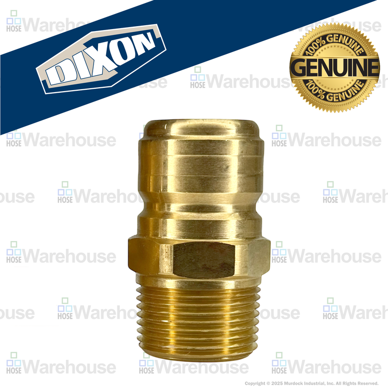 E6M6-B by Dixon Valve | Hydraulic Quick Disconnect Coupling | E-Series | 3/4" Male NPTF x 3/4" Straight-Through Interchange | Plug | Brass