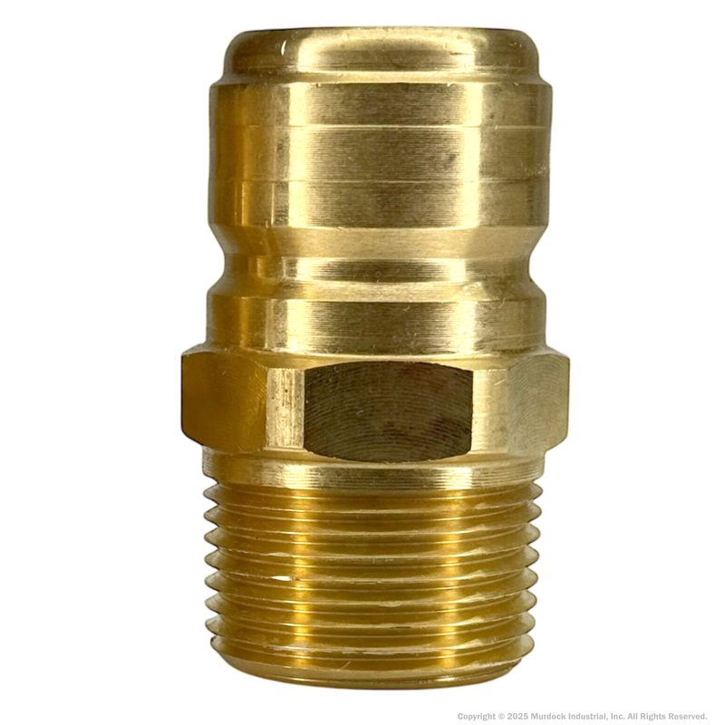 E8M8-B by Dixon Valve | Hydraulic Quick Disconnect Coupling | E-Series | 1" Male NPTF x 1" Straight-Through Interchange | Plug | Brass