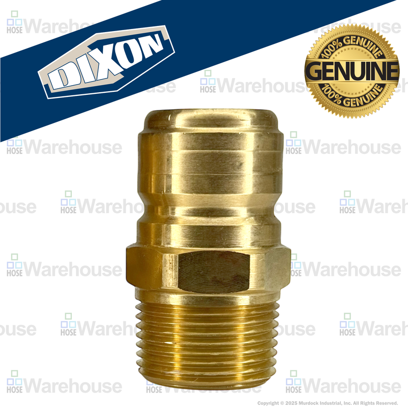 E8M8-B by Dixon Valve | Hydraulic Quick Disconnect Coupling | E-Series | 1" Male NPTF x 1" Straight-Through Interchange | Plug | Brass