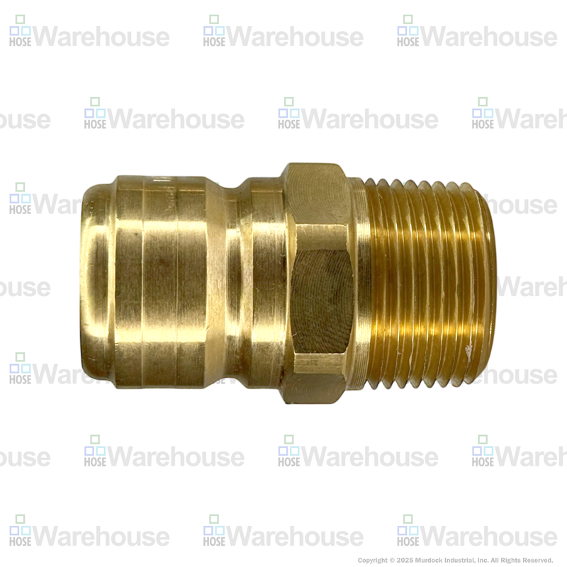 E8M8-B by Dixon Valve | Hydraulic Quick Disconnect Coupling | E-Series | 1" Male NPTF x 1" Straight-Through Interchange | Plug | Brass