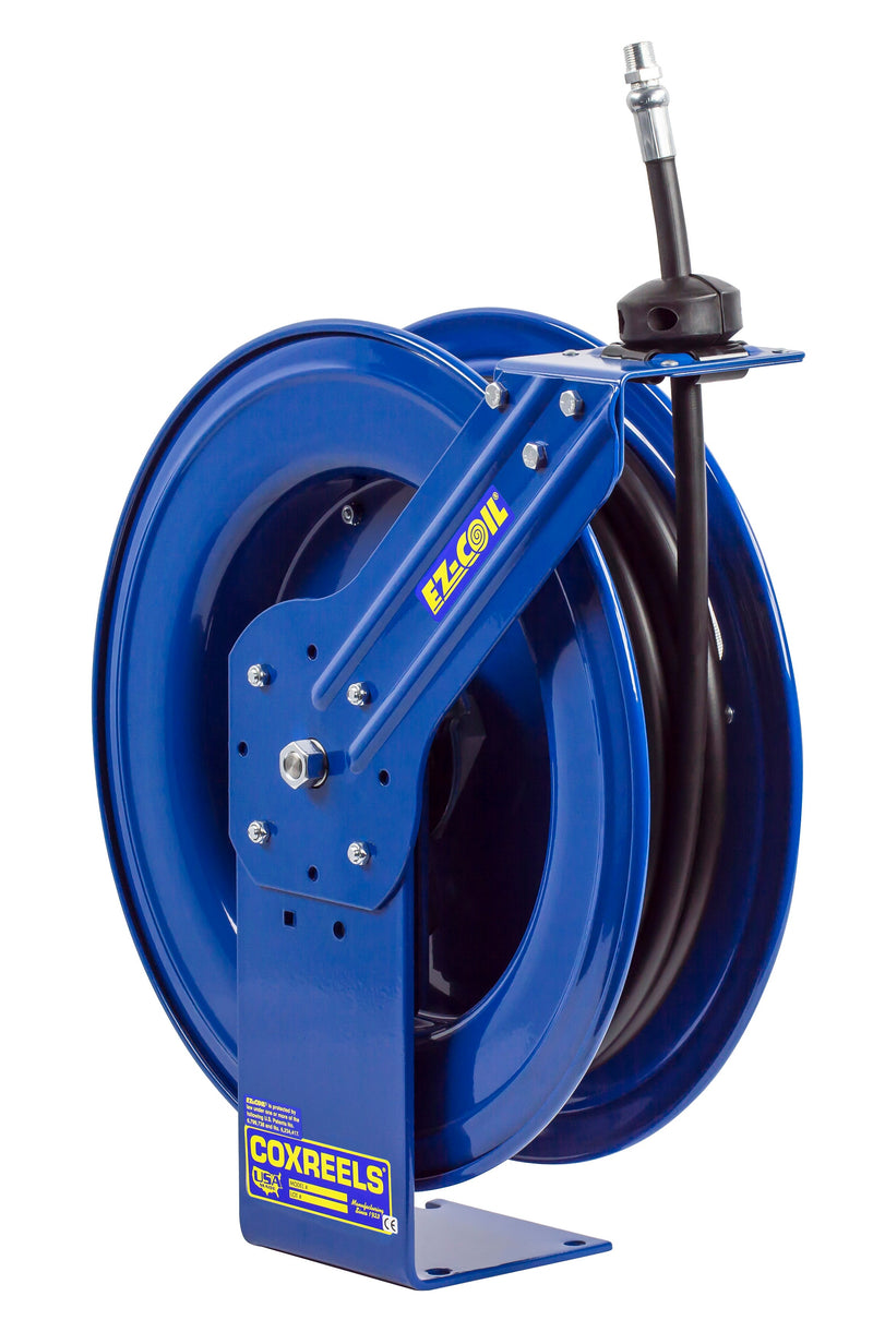 EZ-MP-450 by Coxreels | EZ-SH Series | 2,500 PSI EZ-Coil Safety Spring Driven Hose Reel for Air, Water & Oil | 1/2" Hose ID, 1/2" FNPT Inlet x 1/2" MNPT Hose End | Steel | 50ft Rubber Hose Included