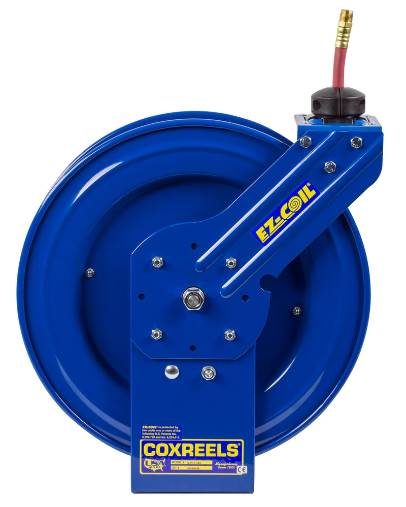 EZ-P-LP-325 by Coxreels | EZ-P Series | 300 PSI EZ-Coil Safety Spring Driven Hose Reel for Air & Water | 3/8" Hose ID, 3/8" FNPT Inlet x 3/8" MNPT Hose End | Steel | 25ft PVC Hose Included