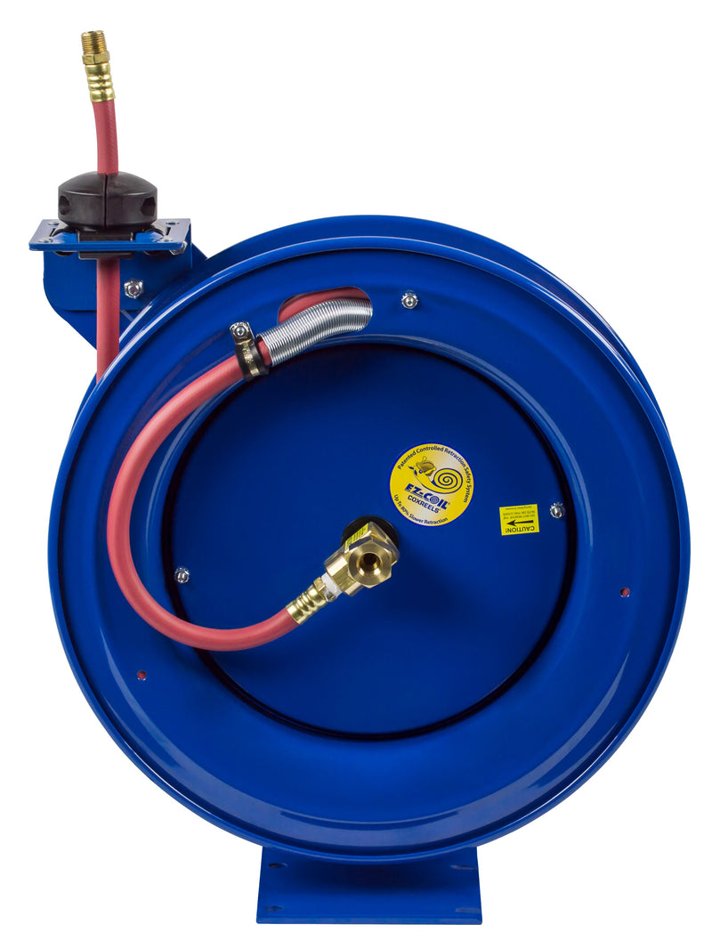 EZ-P-LP-450 by Coxreels | EZ-P Series | 300 PSI EZ-Coil Safety Spring Driven Hose Reel for Air & Water | 1/2" Hose ID, 1/2" FNPT Inlet x 1/2" MNPT Hose End | Steel | 50ft PVC Hose Included