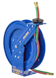 EZ-P-W-125 by Coxreels | EZ-P-W Series | 200 PSI Dual Hose EZ-Coil Safety Spring Driven Hose Reel for Oxy-Acetylene Welding | 1/4" Hose ID, 1/4" FNPT Inlet x 1/4" MNPT Hose End | Steel | 25ft EPDM Hose Included