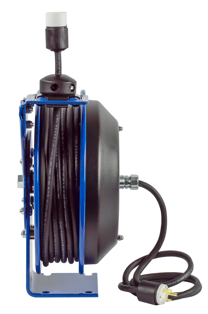EZ-PC13-5012-A by Coxreels | EZ-PC Series | EZ-Coil Safety Spring Driven Power Cord Reel with Single Industrial Receptacle | 12/3 SJO Cord, 13A, 115V | Steel | 50ft Cord Included
