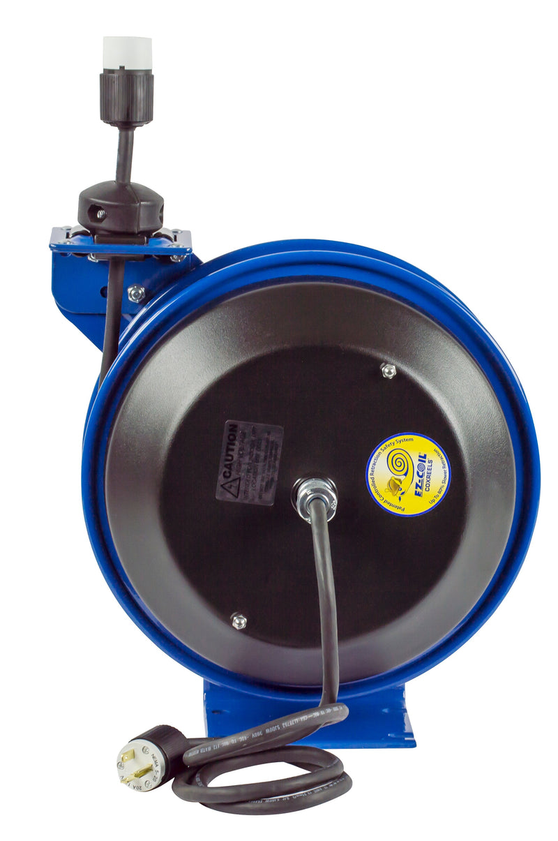 EZ-PC13-5016-A by Coxreels | EZ-PC Series | EZ-Coil Safety Spring Driven Power Cord Reel with Single Industrial Receptacle | 16/3 SJO Cord, 13A, 115V | Steel | 50ft Cord Included