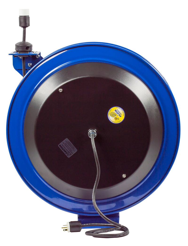 EZ-PC24-0012-A by Coxreels | EZ-PC Series | EZ-Coil Safety Spring Driven Power Cord Reel with Single Industrial Receptacle | 12/3 SJO Cord, 20A, 115V | Steel | 100ft Cord Included