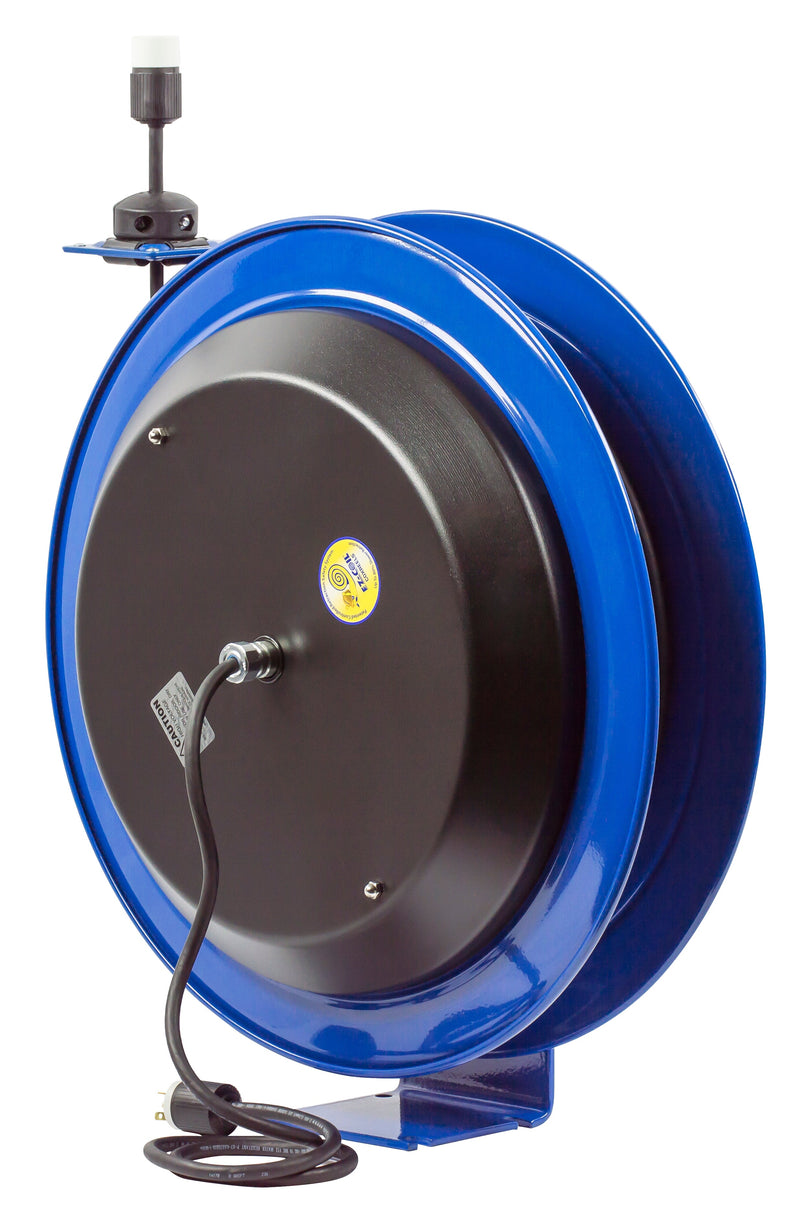 EZ-PC24-0012-A by Coxreels | EZ-PC Series | EZ-Coil Safety Spring Driven Power Cord Reel with Single Industrial Receptacle | 12/3 SJO Cord, 20A, 115V | Steel | 100ft Cord Included