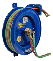 EZ-SG17W-150 by Coxreels | EZ-SGW Series | 200 PSI Side Mount EZ-Coil Safety Spring Driven Hose Reel with Guide Arm for Oxy-Acetylene Welding | 1/4" Hose ID, 1/4" FNPT Inlet x 1/4" MNPT Hose End | Steel | 50ft EPDM Hose Included