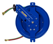 EZ-SG17W-150 by Coxreels | EZ-SGW Series | 200 PSI Side Mount EZ-Coil Safety Spring Driven Hose Reel with Guide Arm for Oxy-Acetylene Welding | 1/4" Hose ID, 1/4" FNPT Inlet x 1/4" MNPT Hose End | Steel | 50ft EPDM Hose Included