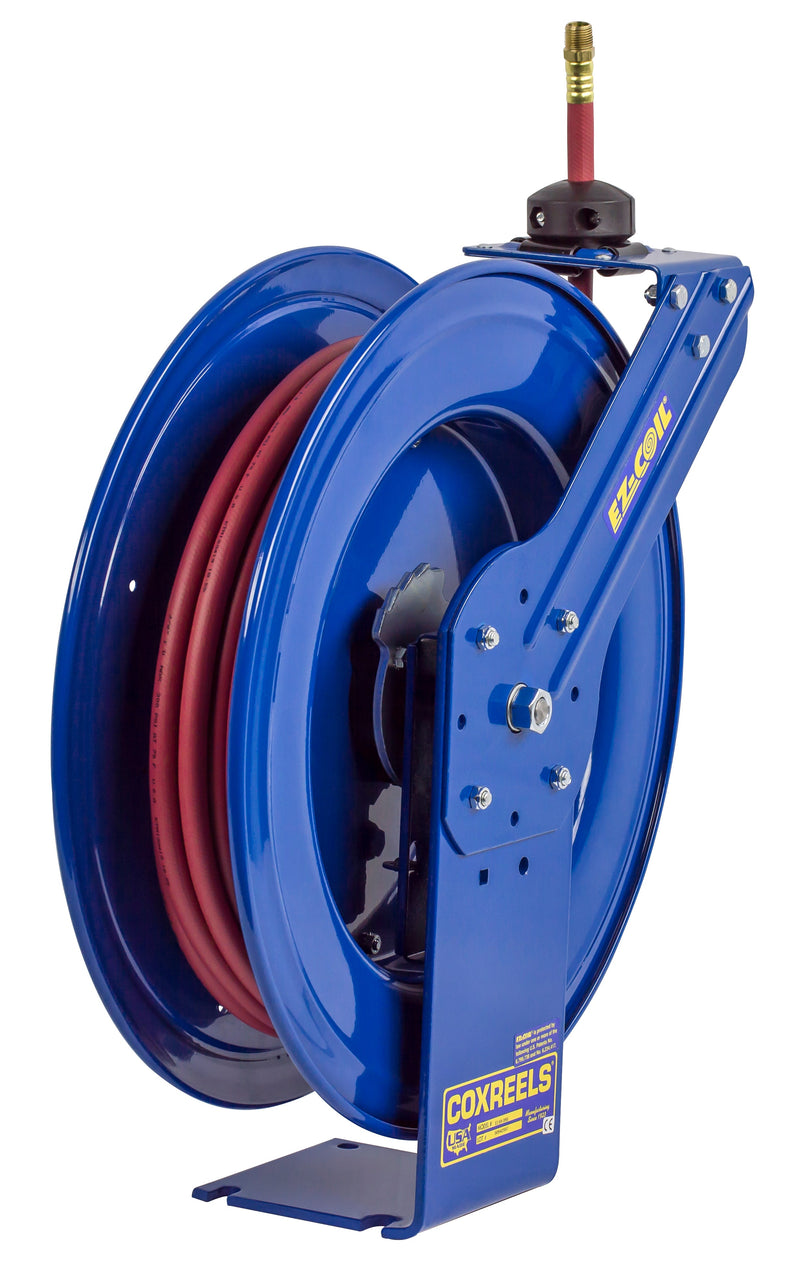 EZ-SH-3100 by Coxreels | EZ-SH Series | 300 PSI EZ-Coil Safety Spring Driven Hose Reel for Air & Water | 3/8" Hose ID, 3/8" FNPT Inlet x 3/8" MNPT Hose End | Steel | 100ft PVC Hose Included
