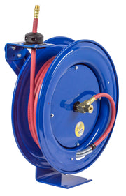 EZ-SH-4100 by Coxreels | EZ-SH Series | 300 PSI EZ-Coil Safety Spring Driven Hose Reel for Air & Water | 1/2" Hose ID, 1/2" FNPT Inlet x 1/2" MNPT Hose End | Steel | 100ft PVC Hose Included