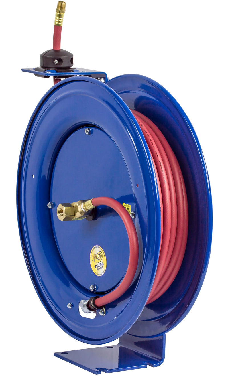 EZ-SH-525 by Coxreels | EZ-SH Series | 300 PSI EZ-Coil Safety Spring Driven Hose Reel for Air & Water | 3/4" Hose ID, 3/4" FNPT Inlet x 3/4" MNPT Hose End | Steel | 25ft PVC Hose Included