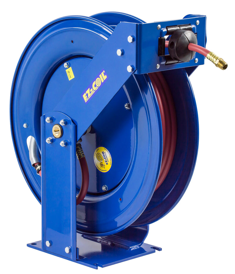 EZ-TSH-350 by Coxreels | EZ-T Series | 300 PSI EZ-Coil Safety Spring Driven Hose Reel for Air & Water | 3/8" Hose ID, 3/8" FNPT Inlet x 3/8" MNPT Hose End | Steel | 50ft PVC Hose Included