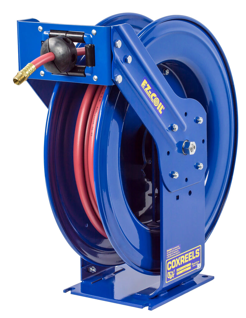 EZ-TSH-375 by Coxreels | EZ-T Series | 300 PSI EZ-Coil Safety Spring Driven Hose Reel for Air & Water | 3/8" Hose ID, 3/8" FNPT Inlet x 3/8" MNPT Hose End | Steel | 75ft PVC Hose Included