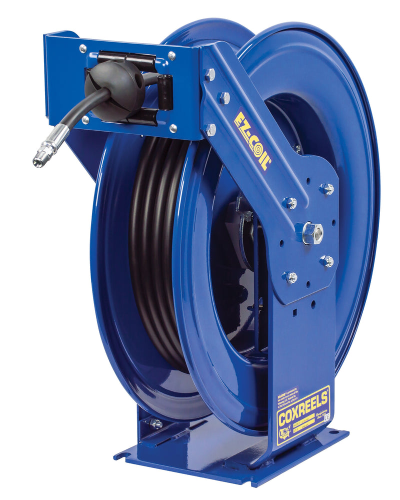 EZ-THP-350 by Coxreels | EZ-T Series | 4,000 PSI Truck Mount EZ-Coil Safety Spring Driven Hose Reel for Air & Water | 3/8" Hose ID, 3/8" FNPT Inlet x 3/8" MNPT Hose End | Steel | 50ft Rubber Hose Included