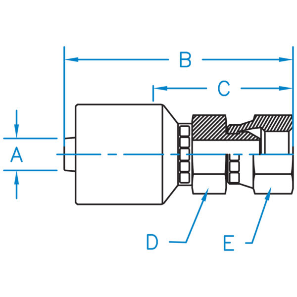F-BSPX-08-06-K2 by Kurt Hydraulic | K2 Series | 1/2" Hose Barb x 3/8" Female BSPP | Carbon Steel