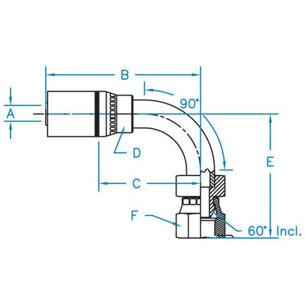 F-BSPX90-04-06 by Kurt Hydraulics | Female BSPP 60° Cone | 90° Elbow | Swivel | for 1/4" Hose ID
