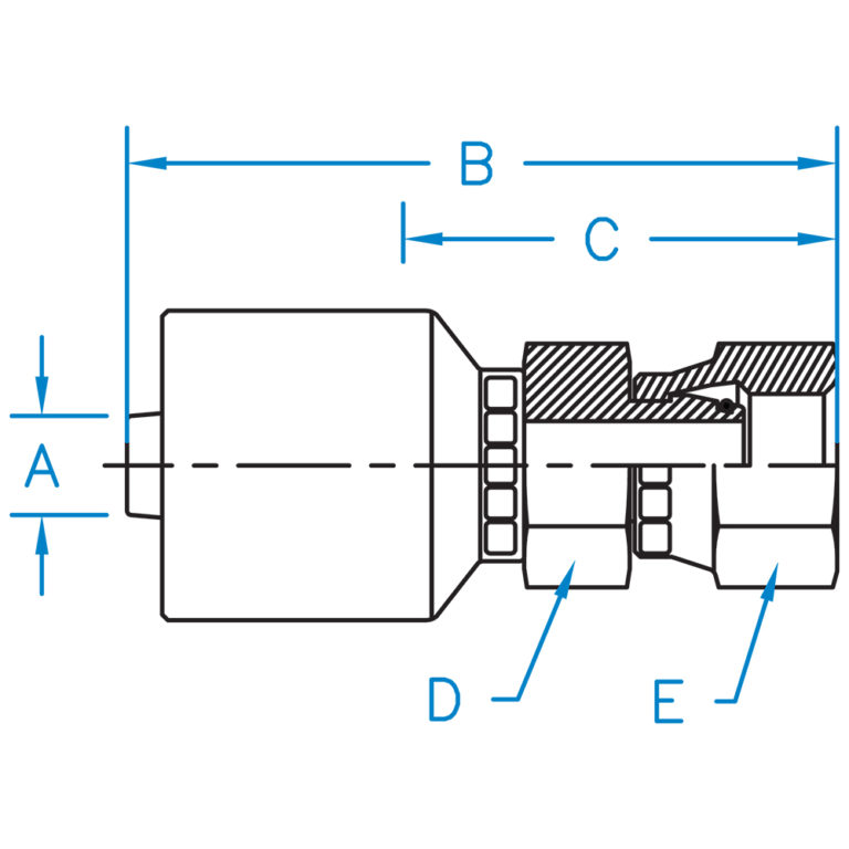 F-DH16-30-42-W by Kurt Hydraulics | Female DIN Heavy 24 Degree Seat | Swivel With O-Ring | for 1" Hose ID