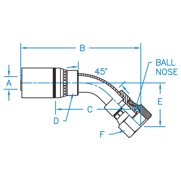 F-DINHX45-08-24 by Kurt Hydraulics | Female DIN Heavy Universal Seat | 45° Elbow | Swivel | for 1/2" Hose ID