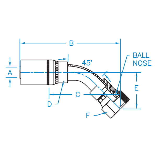F-DINLX45-06-18 by Kurt Hydraulics | Female DIN Light Universal Seat | 45° Elbow | Swivel | for 3/8" Hose ID
