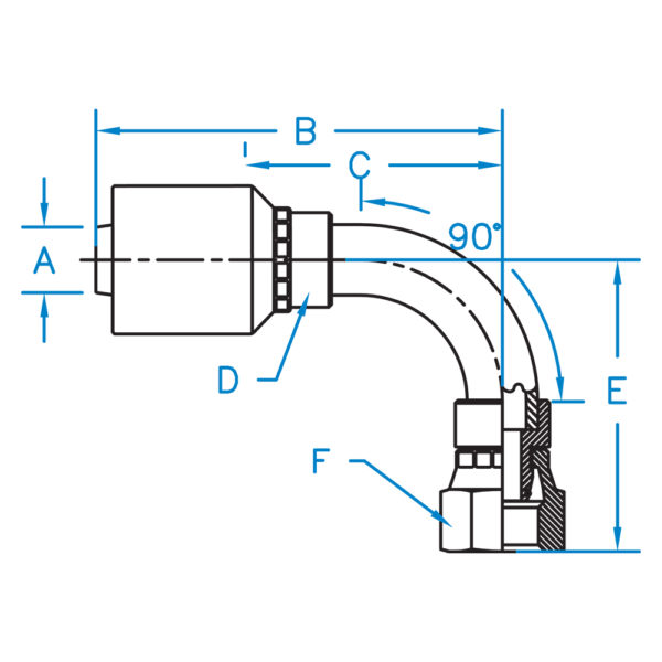 F-DL9004-0814-K2 by Kurt Hydraulic | K2 Series | 1/4" Hose Barb x M14X1.5 Female Din Light 24° Seat Swivel w/ O-Ring | 90° Elbow | Carbon Steel