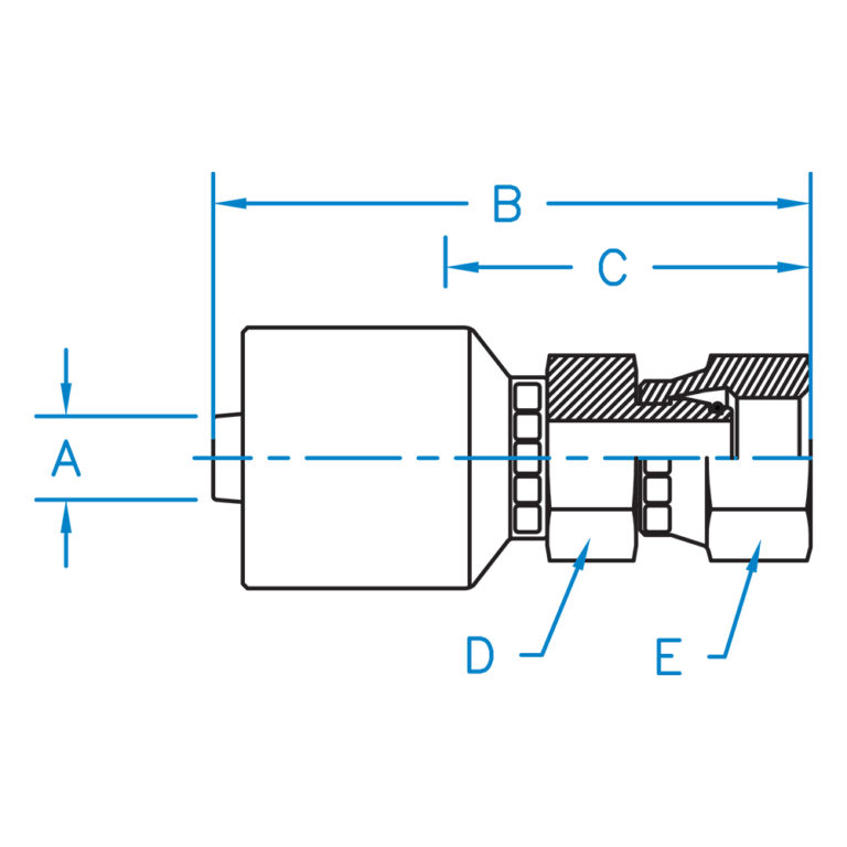 F-DL12-22-30-W by Kurt Hydraulics | Female DIN Light 24 Degree Seat | Swivel With O-Ring | for 3/4" Hose ID