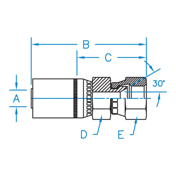 F-JISX-04-04 by Kurt Hydraulics | Female JIS 30° Seat | Swivel | for 1/4" Hose ID