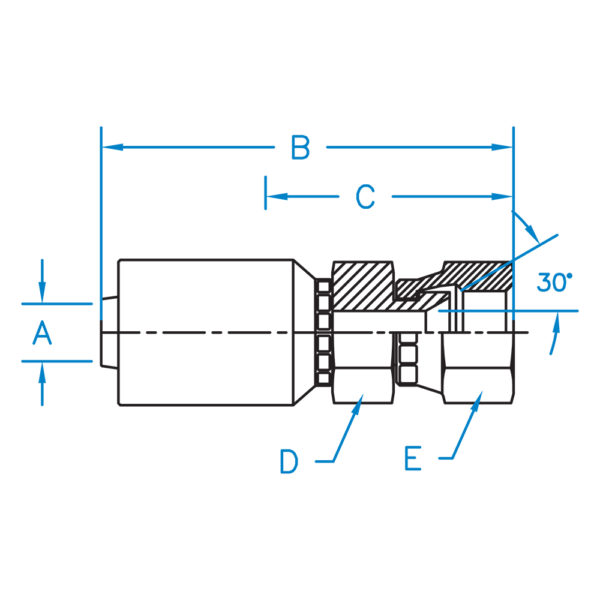 F-JISX-12-12-WHP by Kurt Hydraulics | Ultra High Pressure Non Skive | Female JIS 30° | Swivel | for 3/4" Hose ID