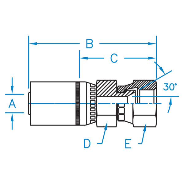 F-KOMX-16-33 by Kurt Hydraulics | Female Komatsu JIS 30° Seat | Swivel | for 1" Hose ID