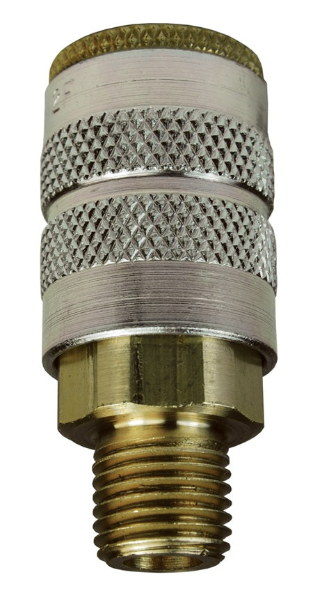 2FM1-B by Dixon Valve | Pneumatic Quick Disconnect Coupling | F-Series | 1/8" Male NPTF x 1/4" Manual Industrial Interchange | Socket | Nitrile Seal | Brass