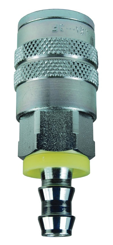 3FB2 by Dixon Valve | Pneumatic Quick Disconnect Coupling | F-Series | Push-Loc Hose Barb | 1/4" Hose ID x 3/8" Manual Industrial Interchange | Socket | Nitrile Seal | Steel