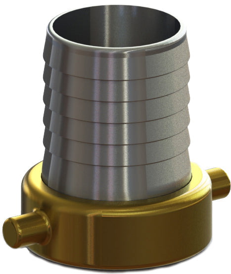 FAB-150 by Campbell Fittings | Import Suction Hose Coupling | Female Shank | 1-1/2" Female NPSM Thread x 1-1/2" Hose Shank | Nut: Brass | Aluminum Shank
