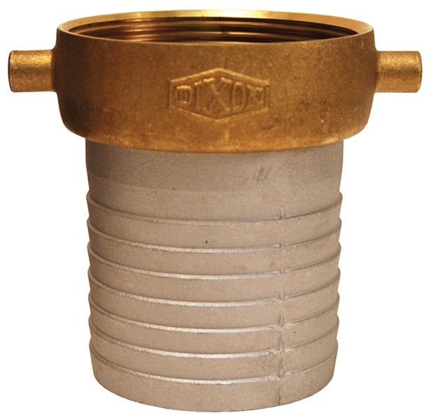 FAB300 by Dixon Valve | King Short Shank Suction Hose Coupling | Female Fitting | 3" Female NPSM x 3" Hose ID | Aluminum Shank | Brass Nut