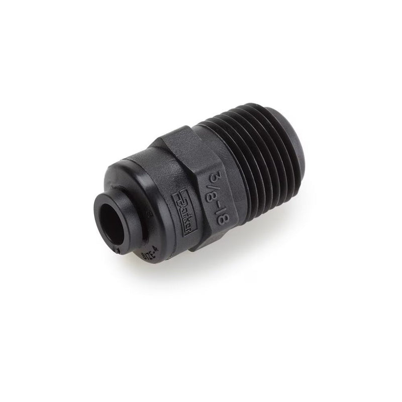 FB4MC6-HBLK by Parker | TrueSeal™ Threaded Fittings | 1/4" Connector x 3/8" Male NPTF Thread | 11/16" Hex | 1.18" Length | Straight | Black | Kynar®