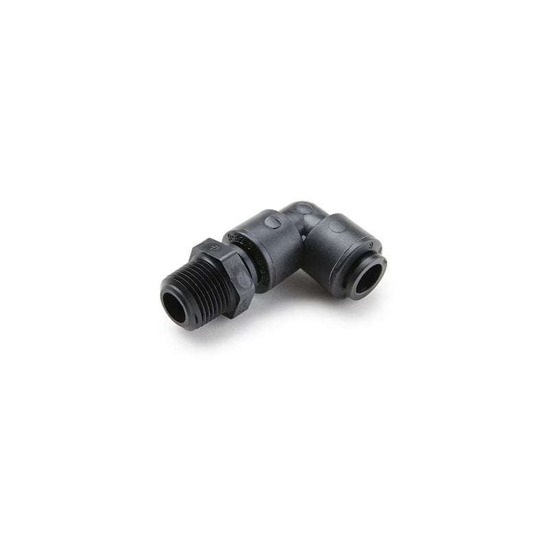 FB4MES2-HBLK by Parker | TrueSeal™ Threaded Fittings | 1/4" Tube OD x 1/8" Male NPTF Thread | 90° Elbow | Black | Kynar®