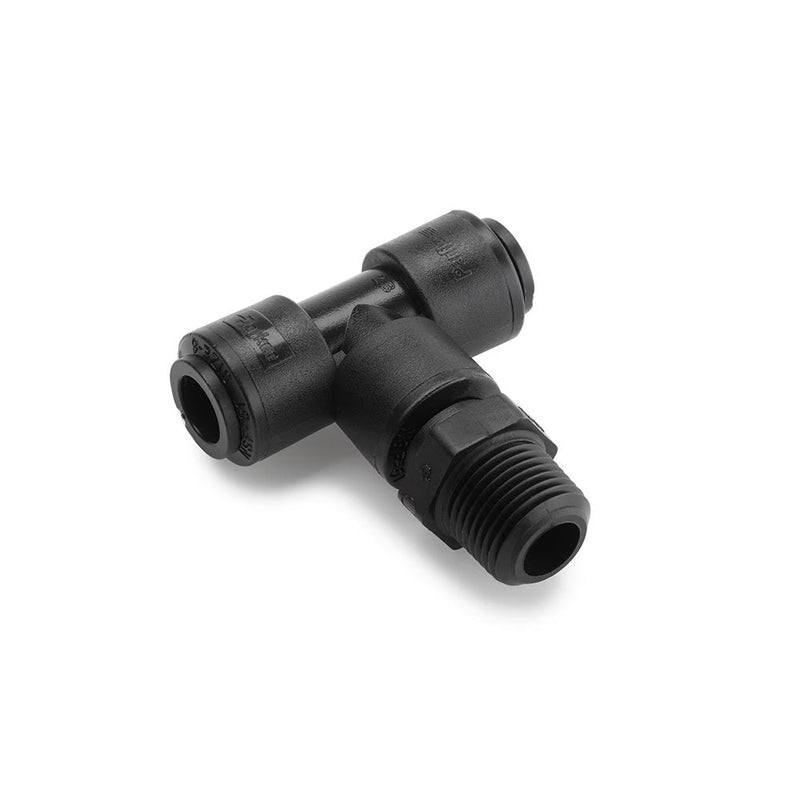 FB6MTS2-HBLK by Parker | TrueSeal™ Threaded Fittings | 3/8" Swivel Tube OD x 1/8" Male NPTF Thread | 2.04" Length | Tee | Black | Kynar®