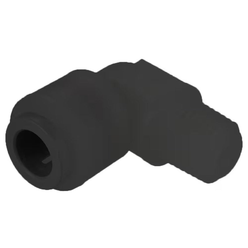 FB4ME2-HBLK by Parker | TrueSeal™ Threaded Fittings | 1/4" Push-to-Connect x 1/8" Male NPTF Thread | 90° Elbow | Black | Kynar®