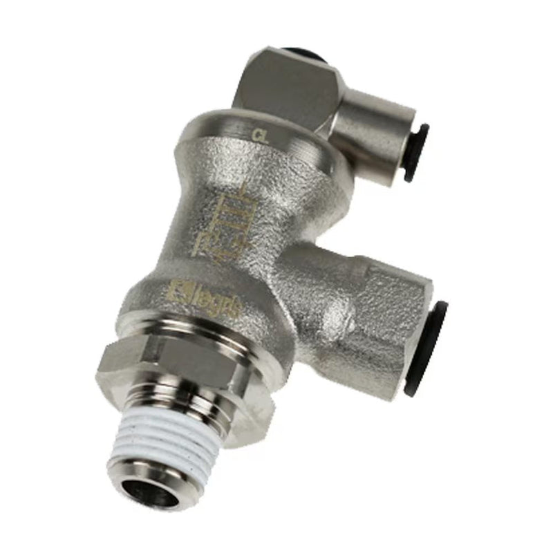 FC601-8-8 by Parker | Push-to-Connect Lock Out Valve | 1/2" Push-to-Connect x 1/2" Male NPT Thread | 2.19" Length | Multi-Plane Swivel | Brass