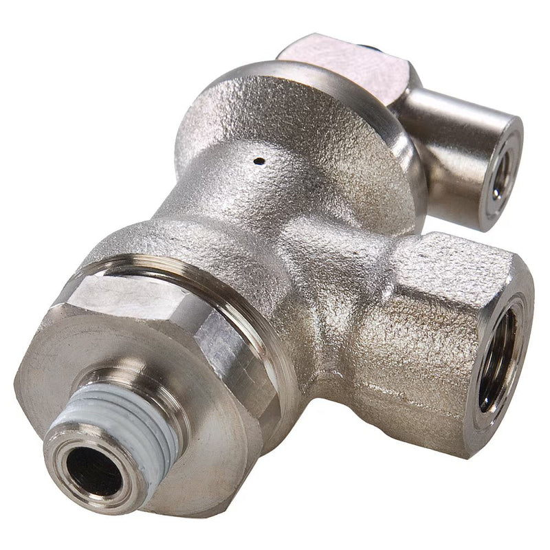 FC608-8R-8R by Parker | Threaded Port Lock Out Valve | 1/2" Male BSPT Thread x 1/2" Female BSPT Thread | 51.5 mm Length | Multi-Plane Swivel | Brass